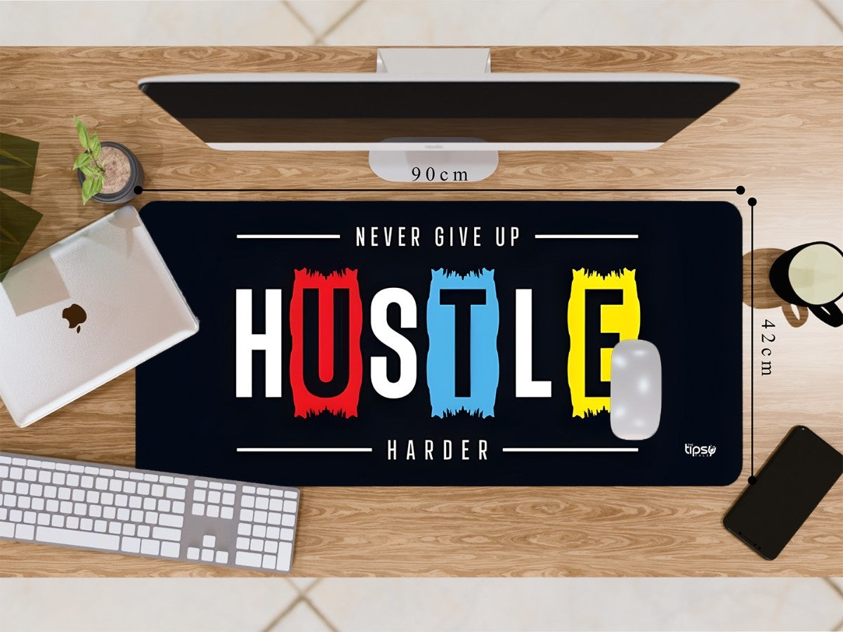 "NEVER GIVE UP HUSTLE HARDER" Gaming Mousepad Elevate Your Gaming Experience