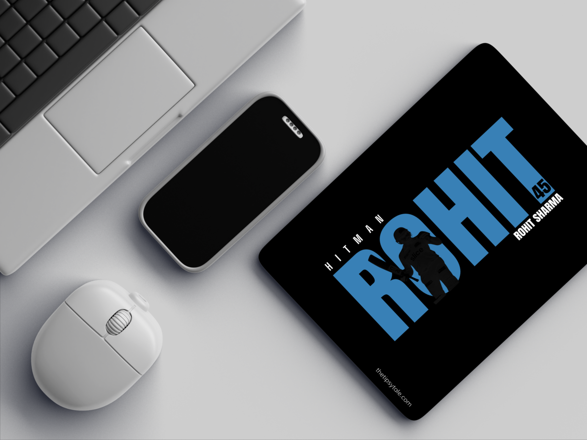 "HITMAN -ROHIT 45 -CRICKET FANDOM" Mousepad Enhance Your Workspace with Style