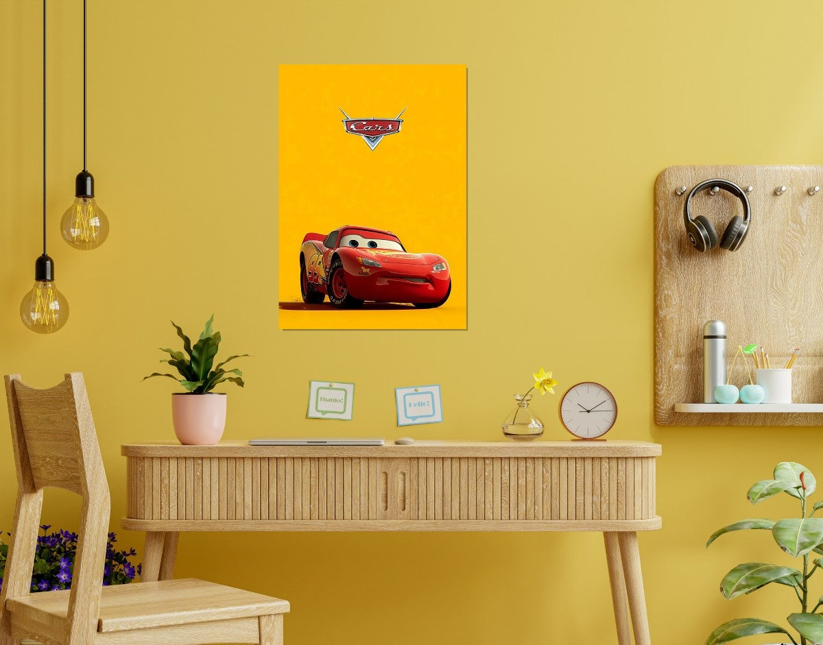 "Lightning McQueen-Disney"- Shiny & Sturdy Metallic Poster  Art That Pops & Sticks
