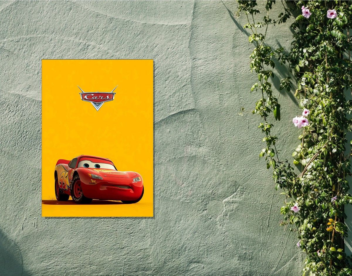 "Lightning McQueen-Disney"- Shiny & Sturdy Metallic Poster  Art That Pops & Sticks