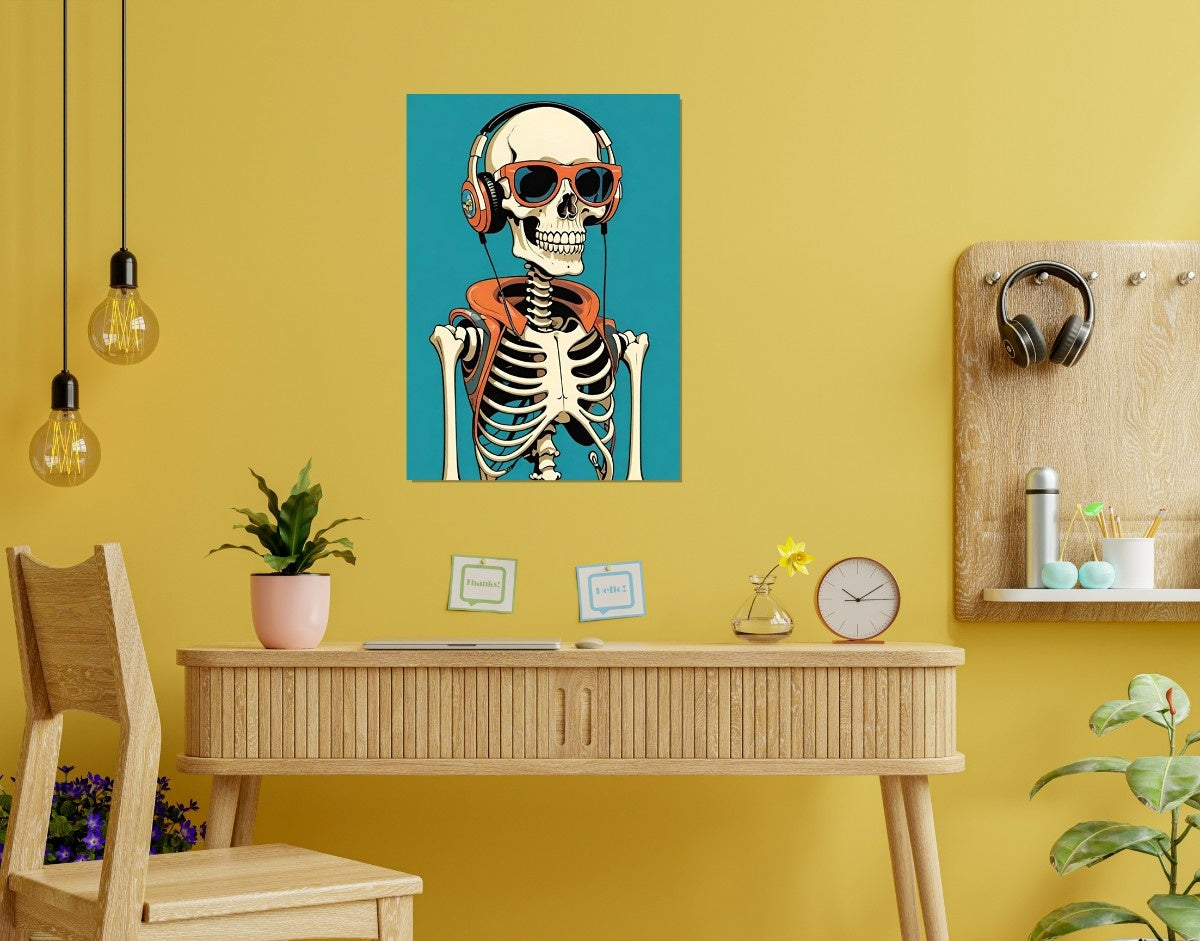 "Funky Skeleton"- Shiny & Sturdy Metallic Poster  Art That Pops & Sticks
