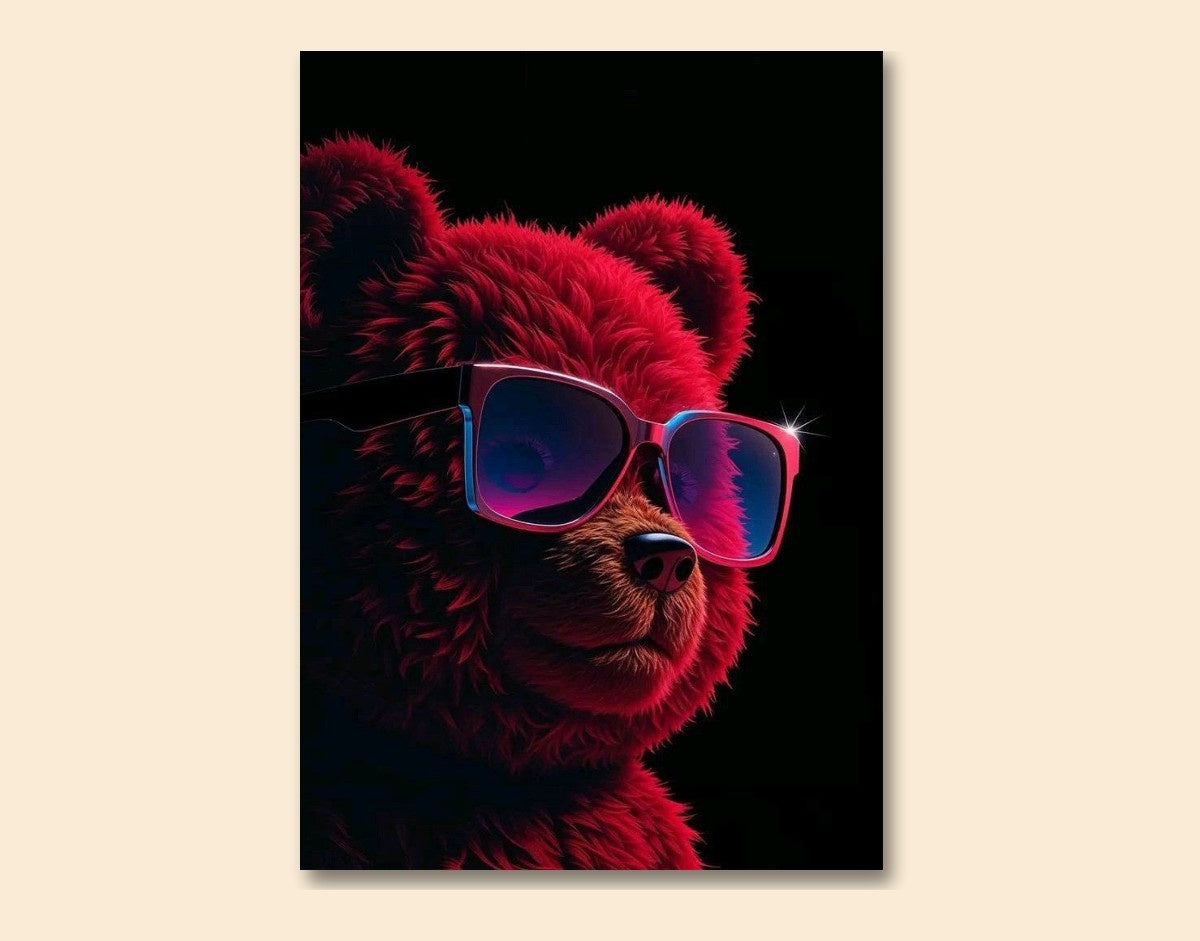 "Cool Bear"- Shiny & Sturdy Metallic Poster  Art That Pops & Sticks