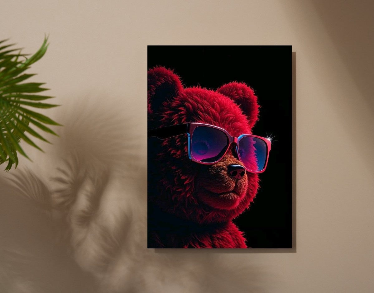 "Cool Bear"- Shiny & Sturdy Metallic Poster  Art That Pops & Sticks