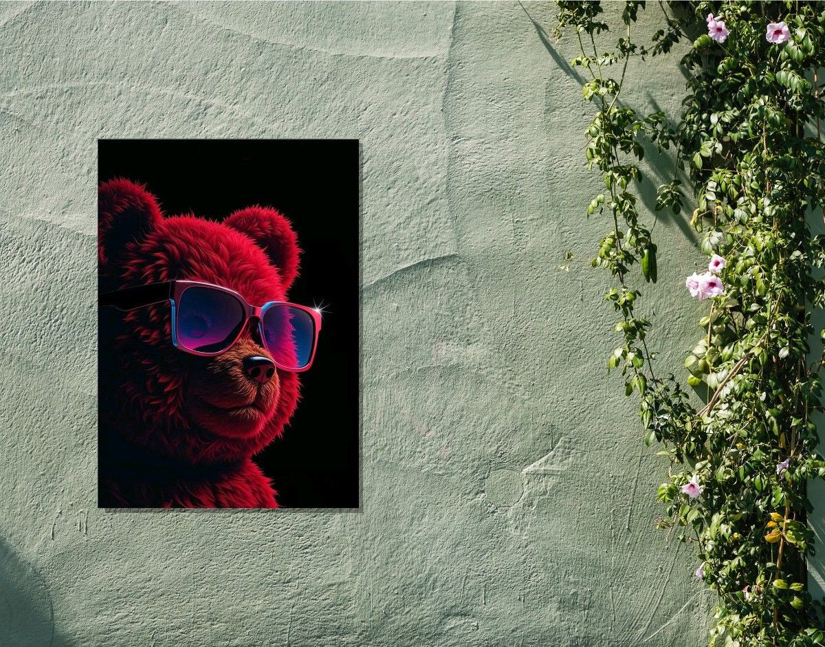 "Cool Bear"- Shiny & Sturdy Metallic Poster  Art That Pops & Sticks