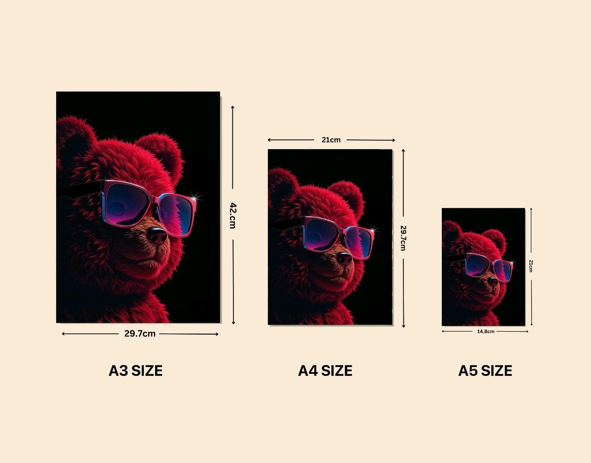 "Cool Bear"- Shiny & Sturdy Metallic Poster  Art That Pops & Sticks