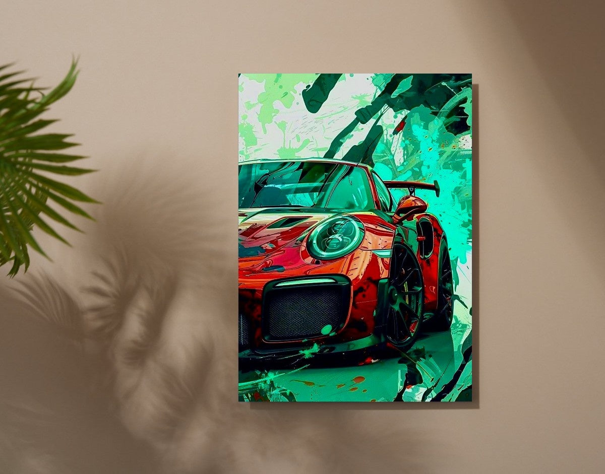 "Red Racer"- Shiny & Sturdy Metallic Poster  Art That Pops & Sticks