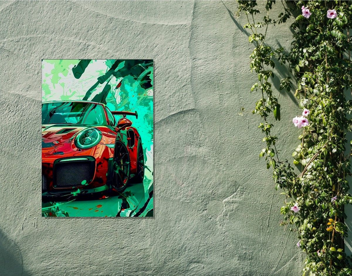 "Red Racer"- Shiny & Sturdy Metallic Poster  Art That Pops & Sticks