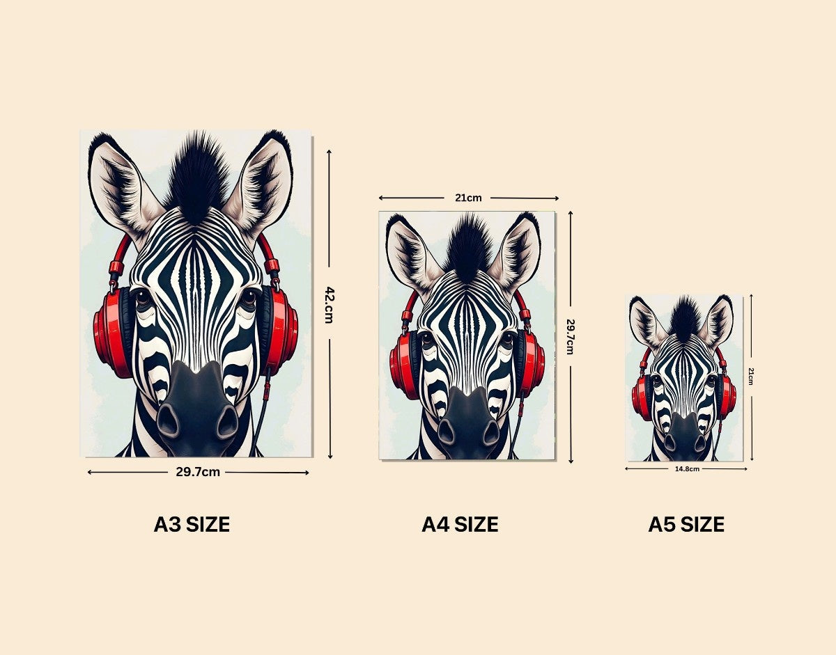 "Groovy Zebra"- Shiny & Sturdy Metallic Poster  Art That Pops & Sticks