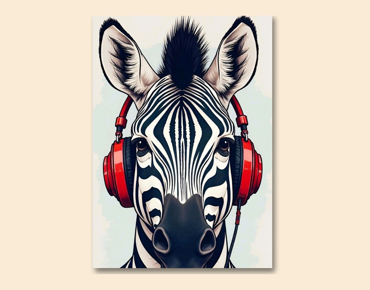 "Groovy Zebra"- Shiny & Sturdy Metallic Poster  Art That Pops & Sticks