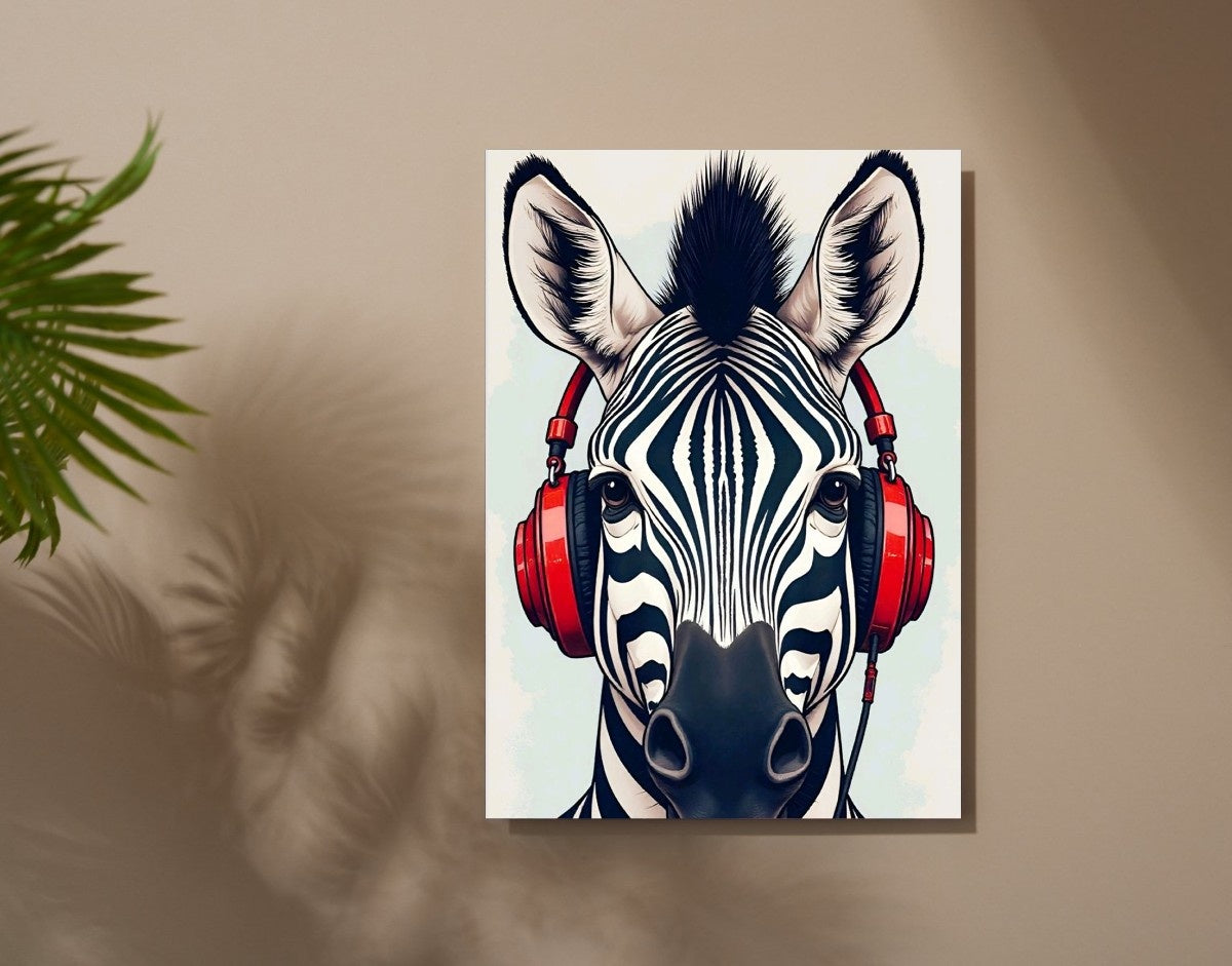 "Groovy Zebra"- Shiny & Sturdy Metallic Poster  Art That Pops & Sticks