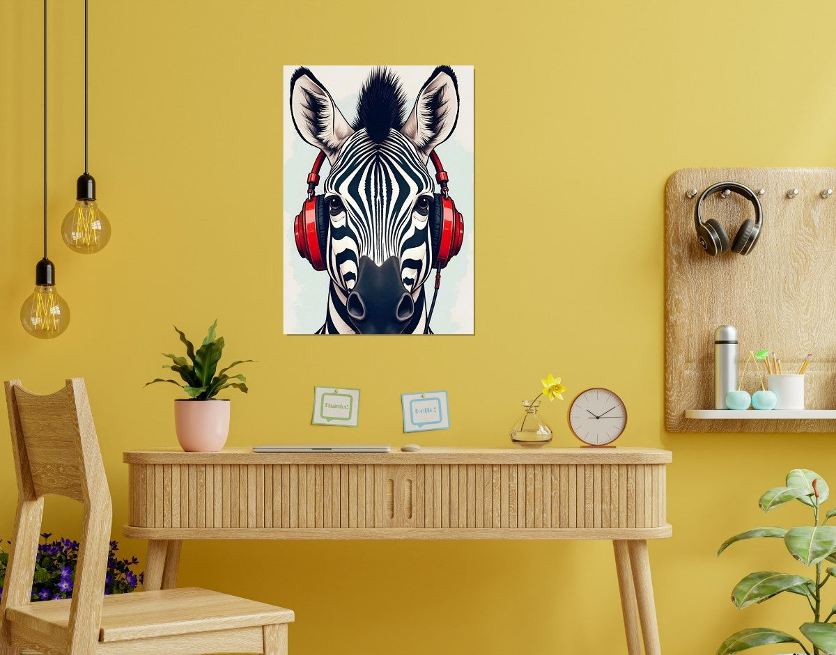 "Groovy Zebra"- Shiny & Sturdy Metallic Poster  Art That Pops & Sticks