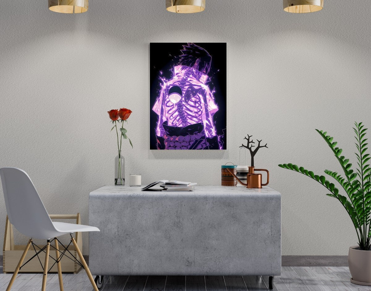 "Neon Skeleton"- Shiny & Sturdy Metallic Poster  Art That Pops & Sticks