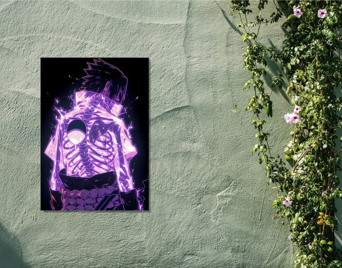 "Neon Skeleton"- Shiny & Sturdy Metallic Poster  Art That Pops & Sticks