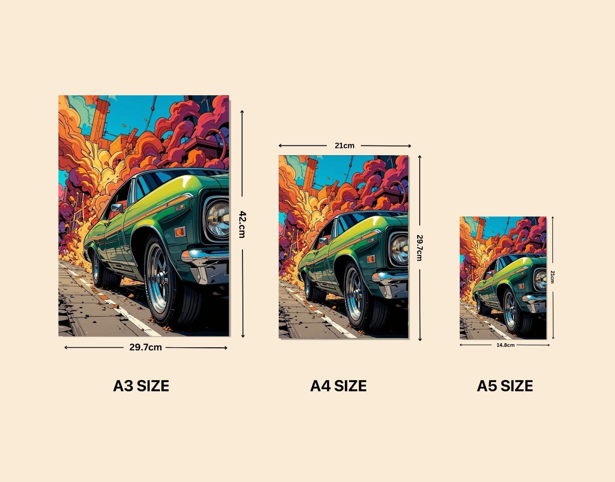 "Retro Drive"- Shiny & Sturdy Metallic Poster  Art That Pops & Sticks