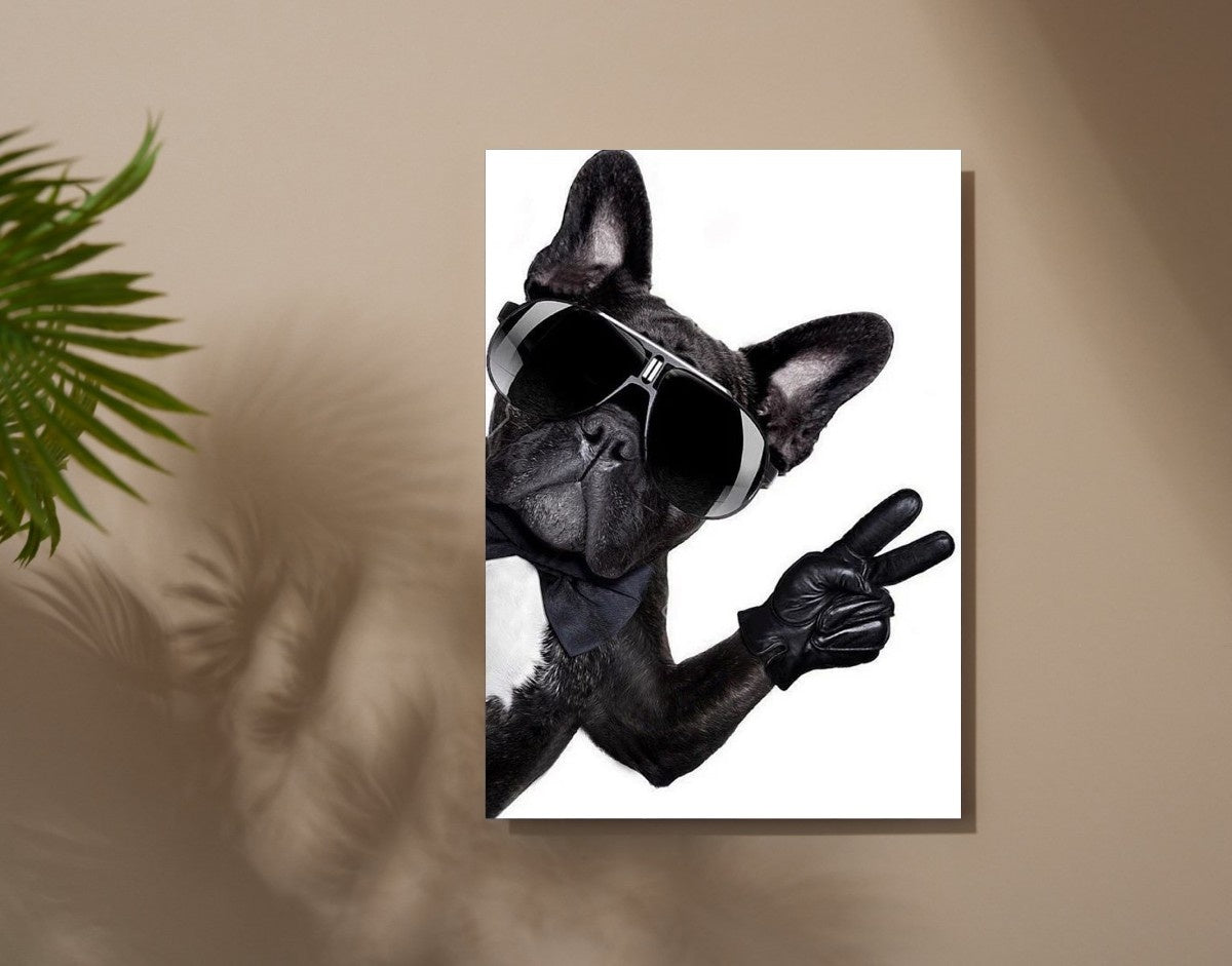 "Cool Bulldog"- Shiny & Sturdy Metallic Poster  Art That Pops & Sticks