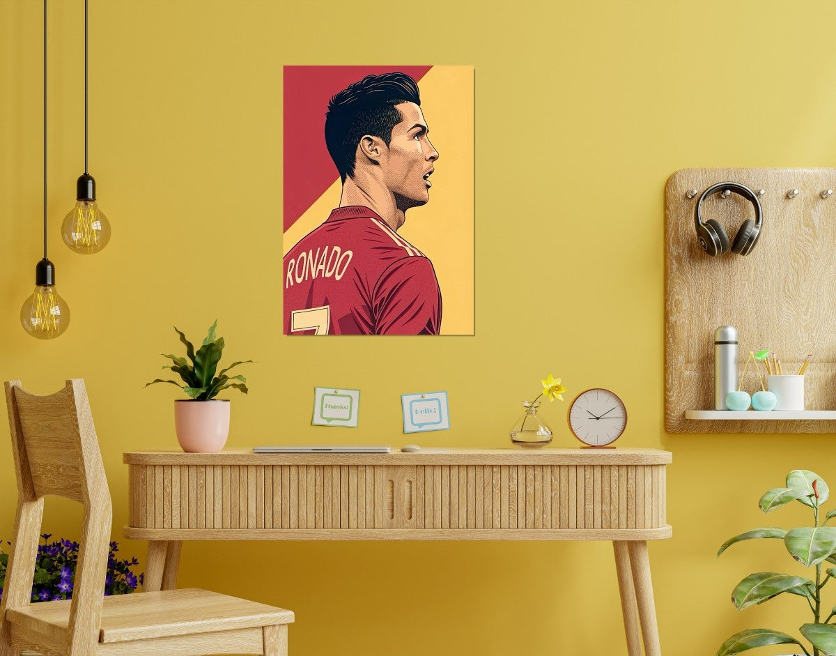 "Ronaldo #7 GOAT"- Shiny & Sturdy Metallic Poster  Art That Pops & Sticks