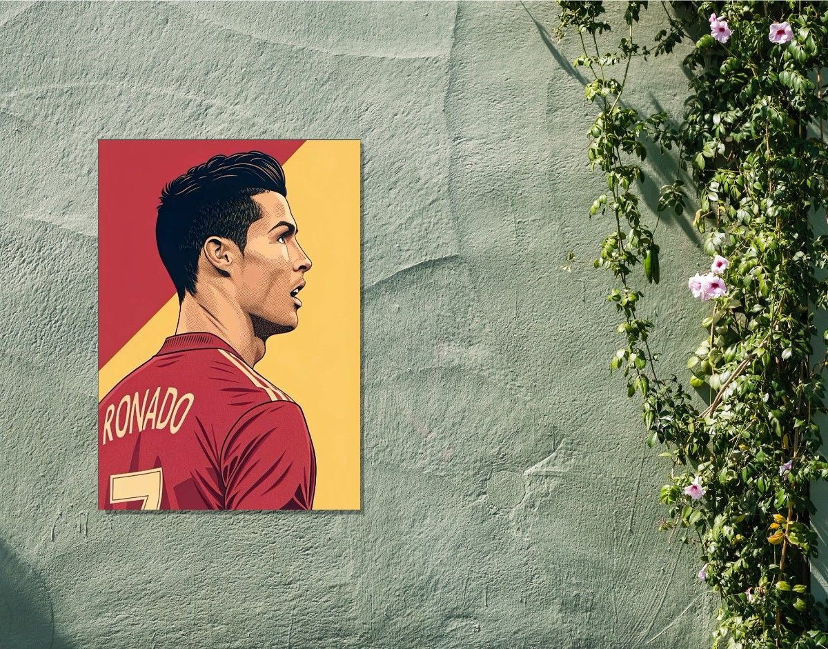"Ronaldo #7 GOAT"- Shiny & Sturdy Metallic Poster  Art That Pops & Sticks
