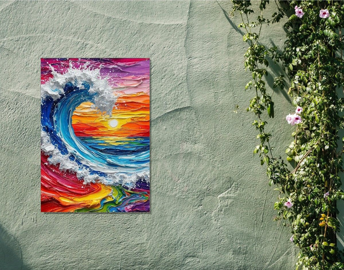 "Ocean Blaze"- Shiny & Sturdy Metallic Poster  Art That Pops & Sticks