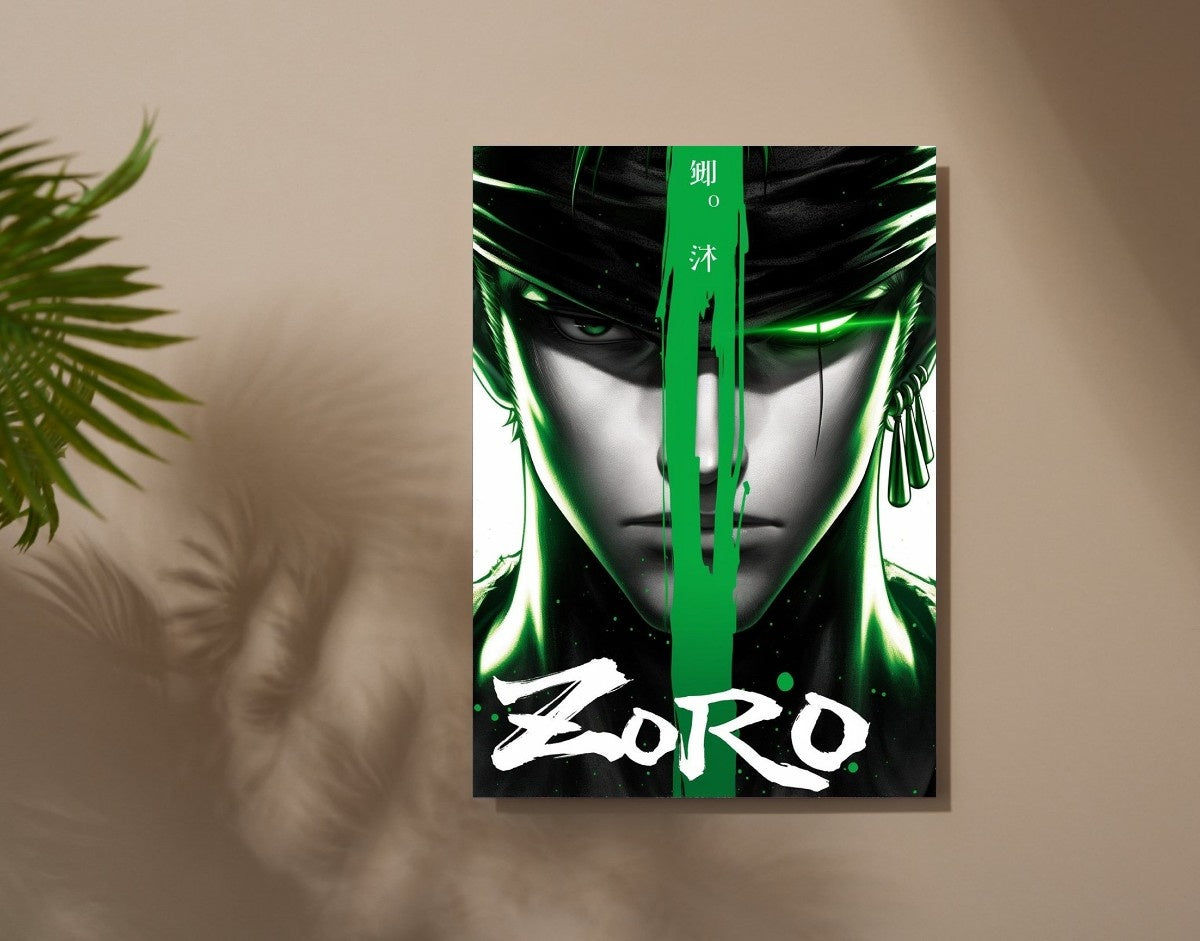 "Zoro – The Swordsman"- Shiny & Sturdy Metallic Poster  Art That Pops & Sticks