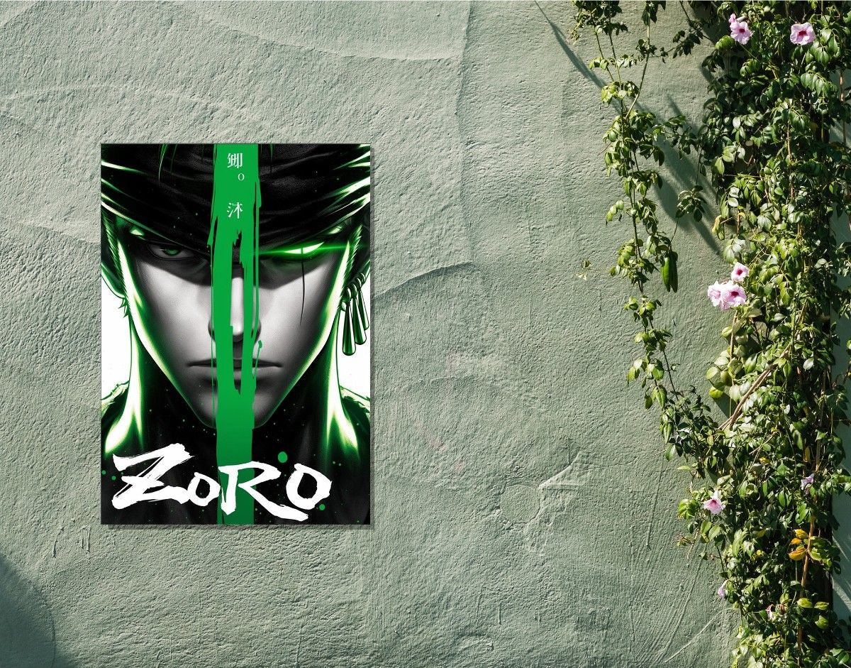 "Zoro – The Swordsman"- Shiny & Sturdy Metallic Poster  Art That Pops & Sticks