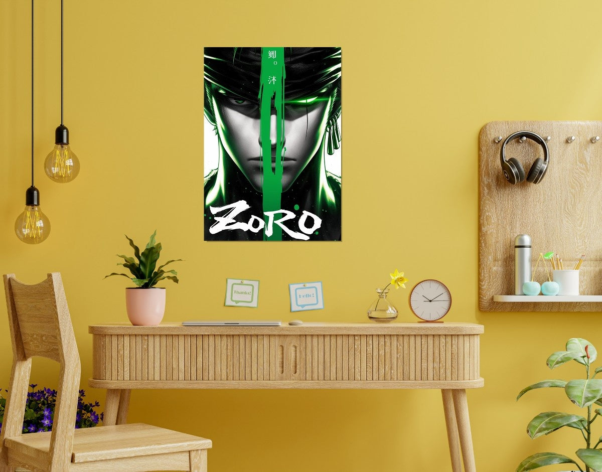 "Zoro – The Swordsman"- Shiny & Sturdy Metallic Poster  Art That Pops & Sticks