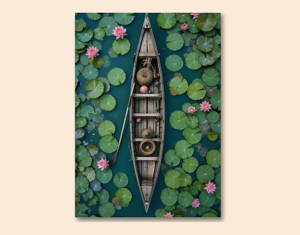 "Calm Canoe"- Shiny & Sturdy Metallic Poster  Art That Pops & Sticks