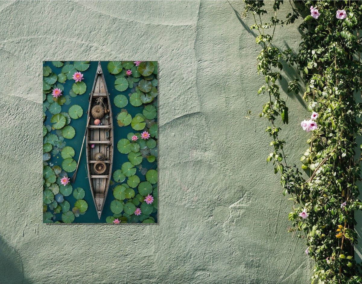 "Calm Canoe"- Shiny & Sturdy Metallic Poster  Art That Pops & Sticks