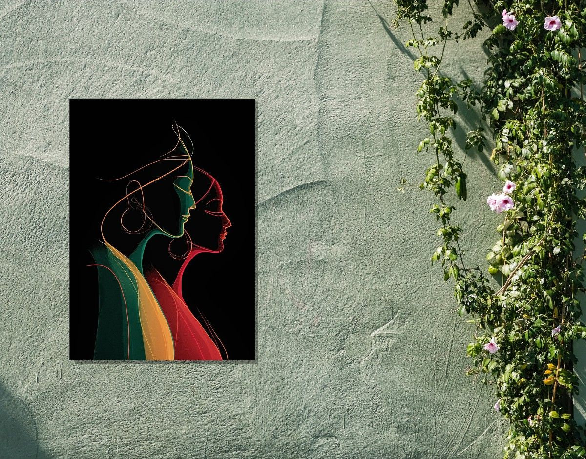 "Neon Silhouettes"- Shiny & Sturdy Metallic Poster  Art That Pops & Sticks