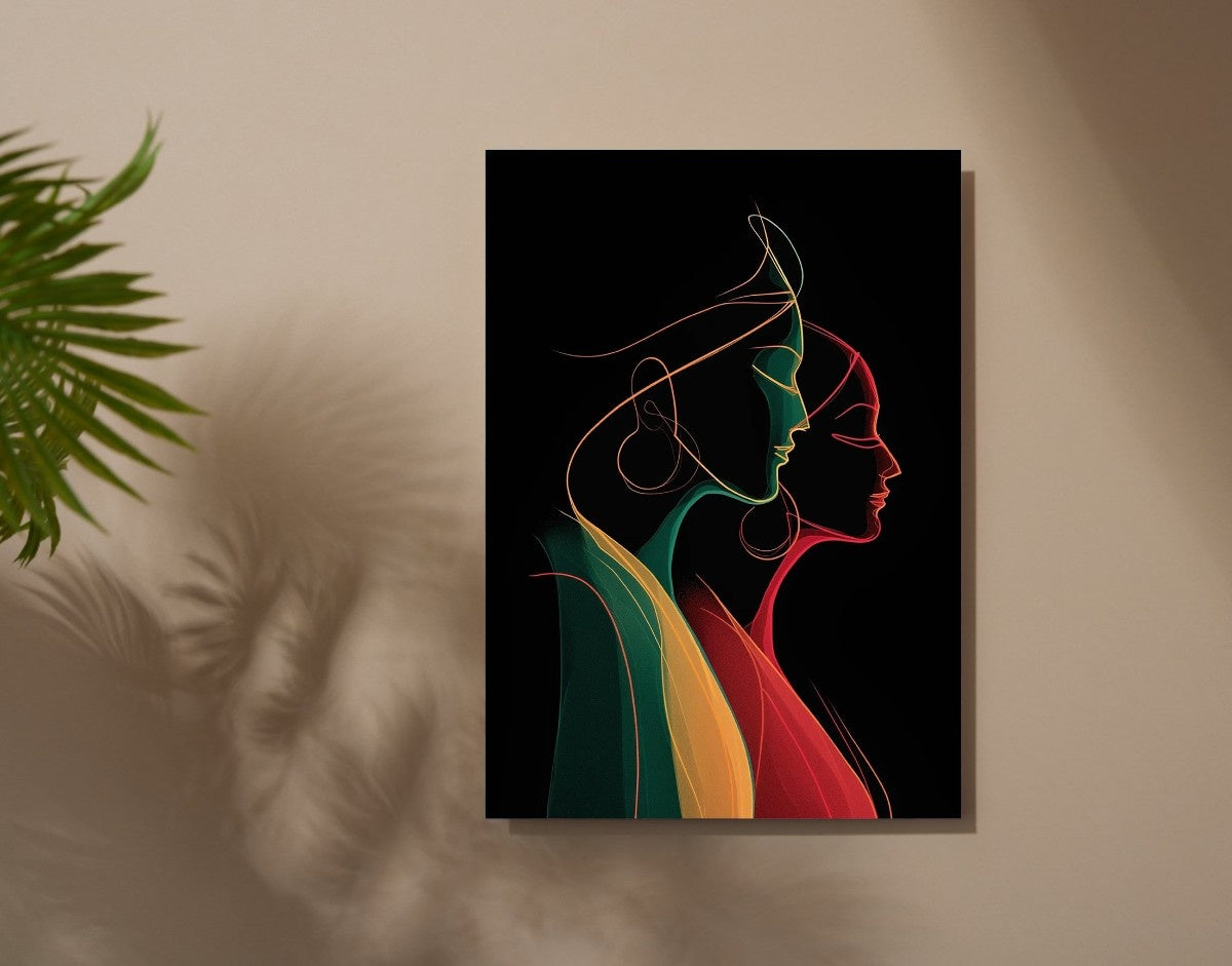 "Neon Silhouettes"- Shiny & Sturdy Metallic Poster  Art That Pops & Sticks