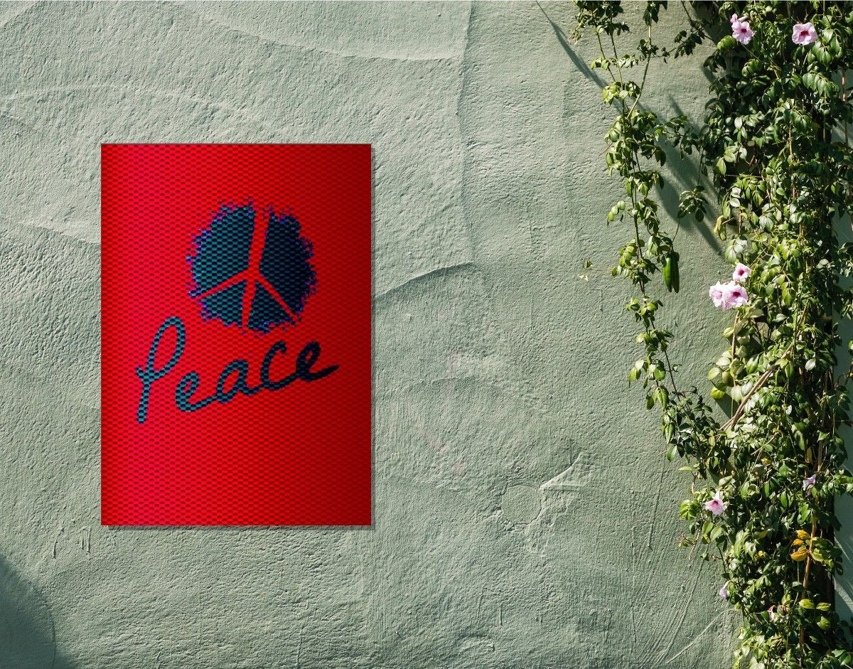 "Peace Stitch"- Shiny & Sturdy Metallic Poster  Art That Pops & Sticks