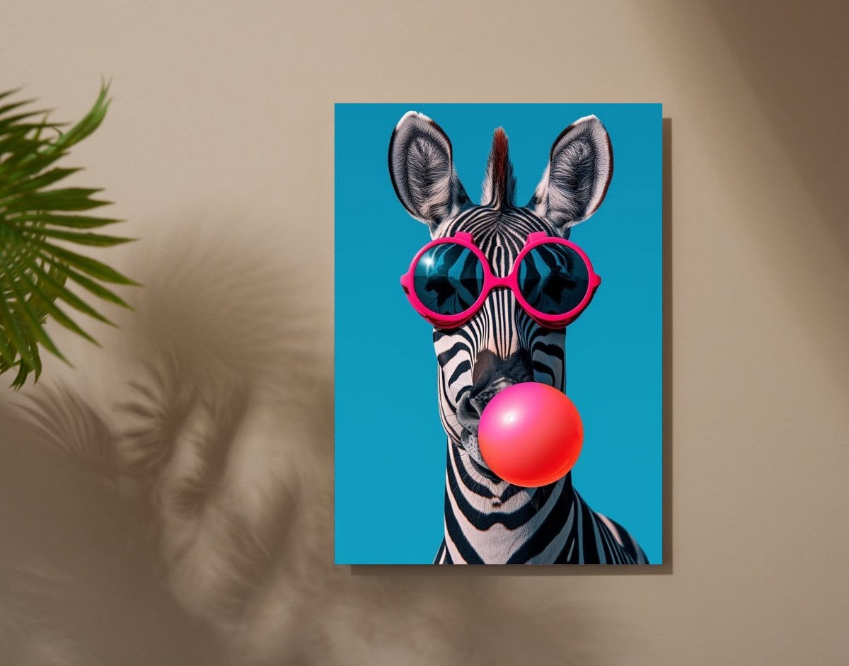 "Funky Zebra"- Shiny & Sturdy Metallic Poster  Art That Pops & Sticks