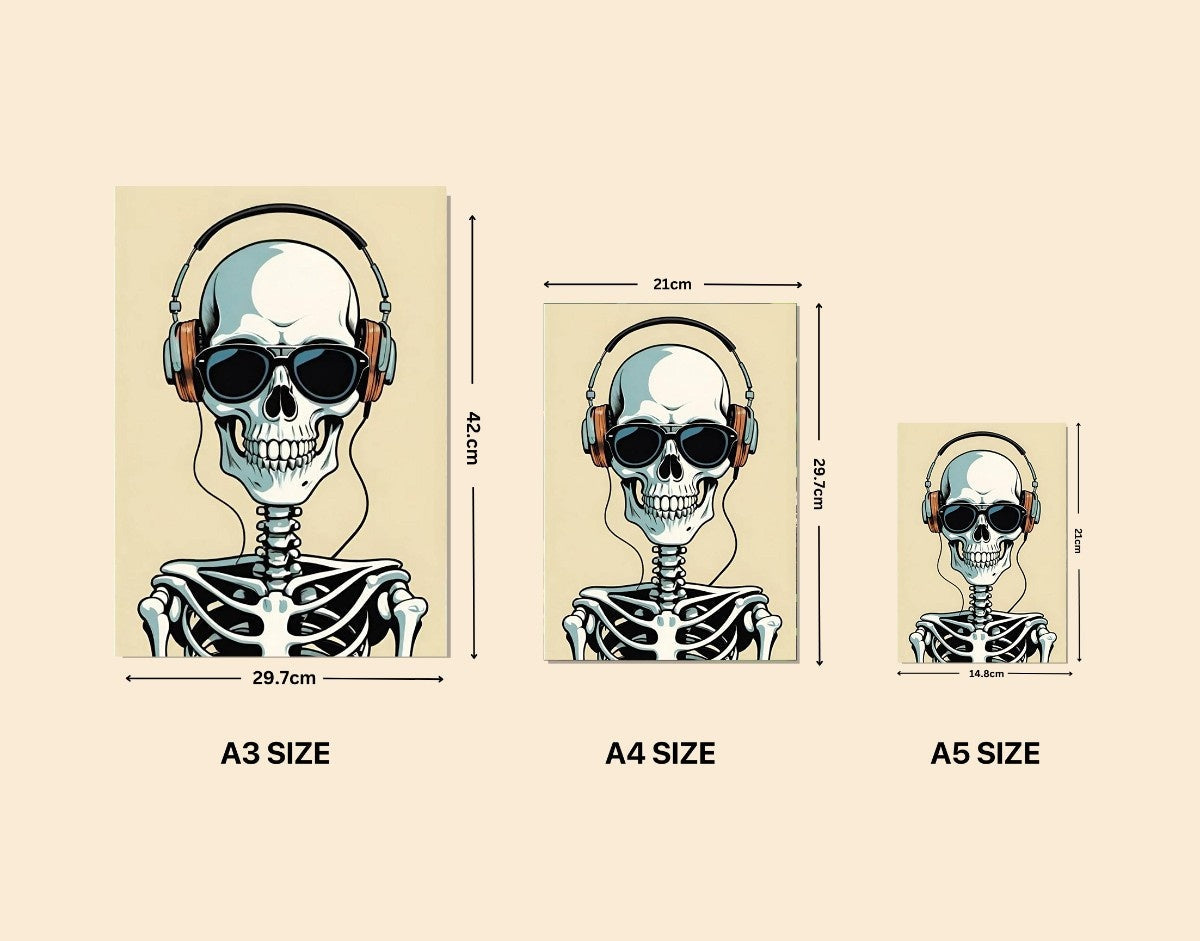 "Chill Skeleton"- Shiny & Sturdy Metallic Poster  Art That Pops & Sticks
