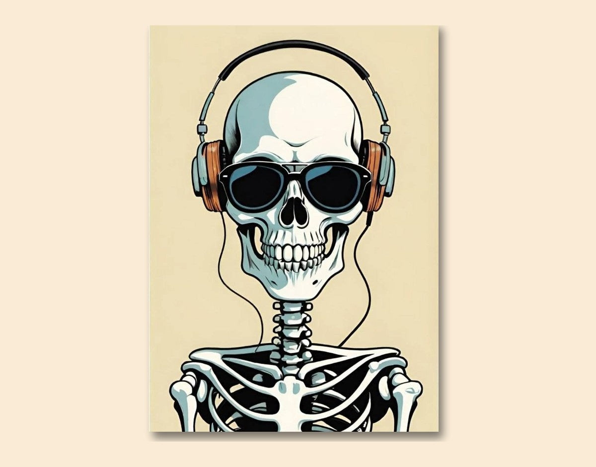 "Chill Skeleton"- Shiny & Sturdy Metallic Poster  Art That Pops & Sticks
