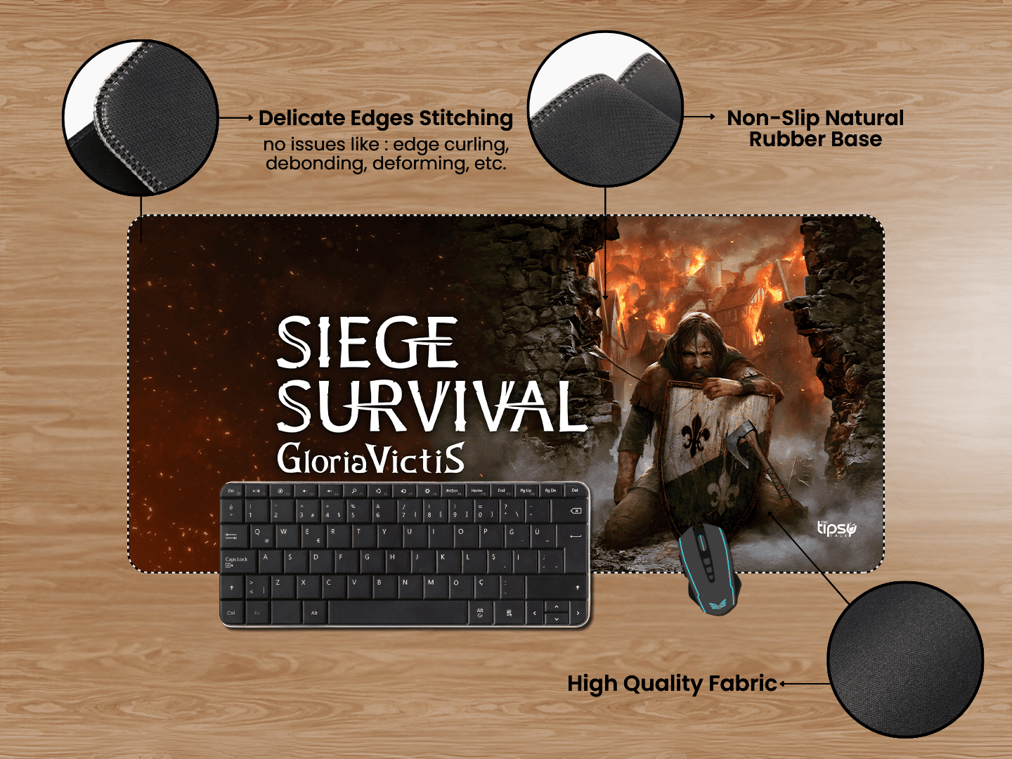 "SIEGE SURVIVAL GLORIA VICTIS" Gaming Mousepad Elevate Your Gaming Experience