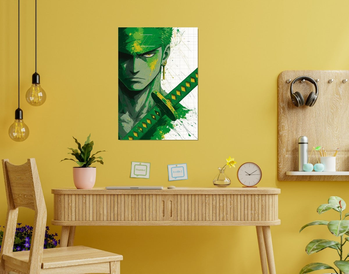 "Zoro Green Fury"- Shiny & Sturdy Metallic Poster  Art That Pops & Sticks