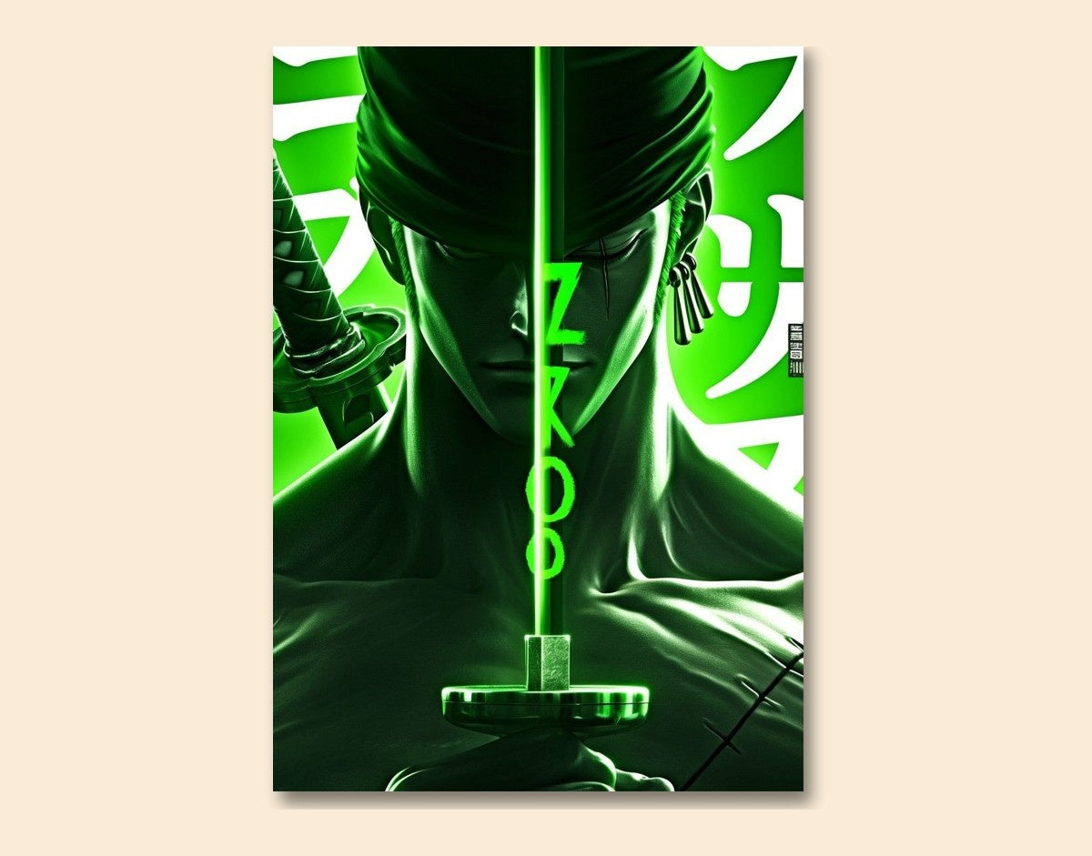 "Zoro in Focus"- Shiny & Sturdy Metallic Poster  Art That Pops & Sticks