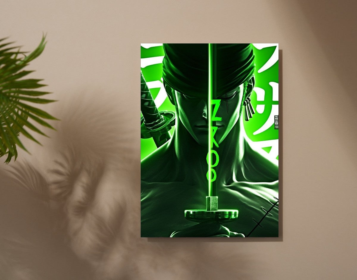 "Zoro in Focus"- Shiny & Sturdy Metallic Poster  Art That Pops & Sticks