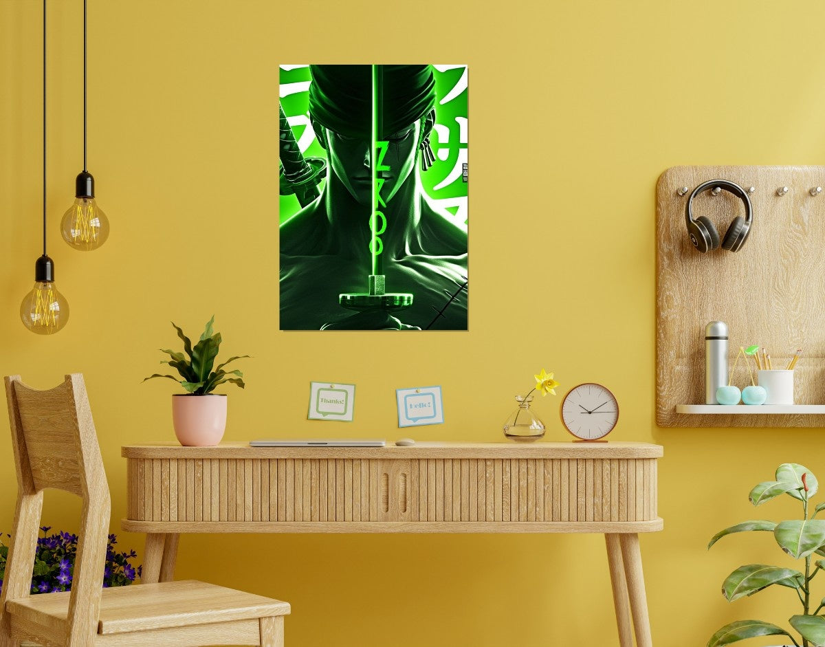 "Zoro in Focus"- Shiny & Sturdy Metallic Poster  Art That Pops & Sticks