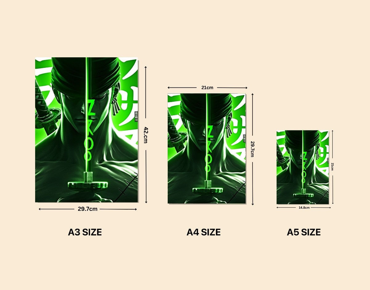 "Zoro in Focus"- Shiny & Sturdy Metallic Poster  Art That Pops & Sticks