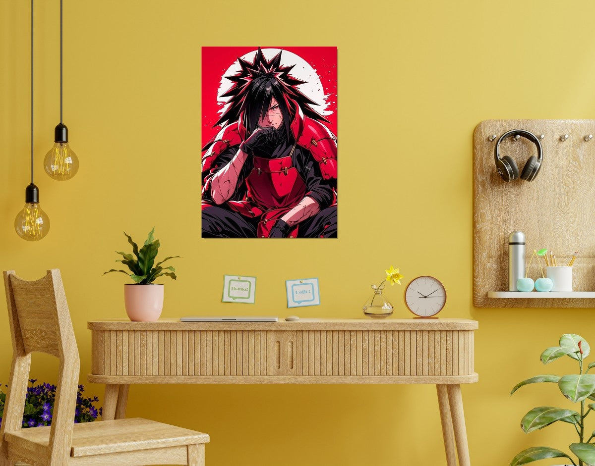"Red Samurai Rage"- Shiny & Sturdy Metallic Poster  Art That Pops & Sticks