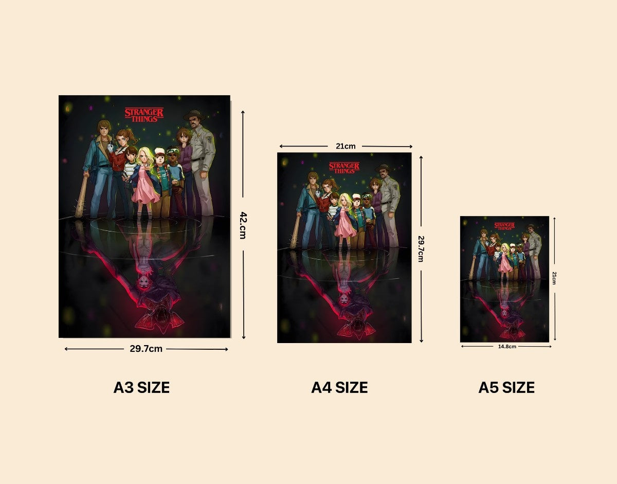 "ILLUSTRATION ART WORK - STRANGER THINGS" -Shiny & Sturdy Metallic Poster Art That Pops & Sticks