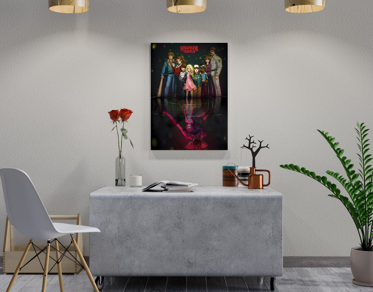 "ILLUSTRATION ART WORK - STRANGER THINGS" -Shiny & Sturdy Metallic Poster Art That Pops & Sticks