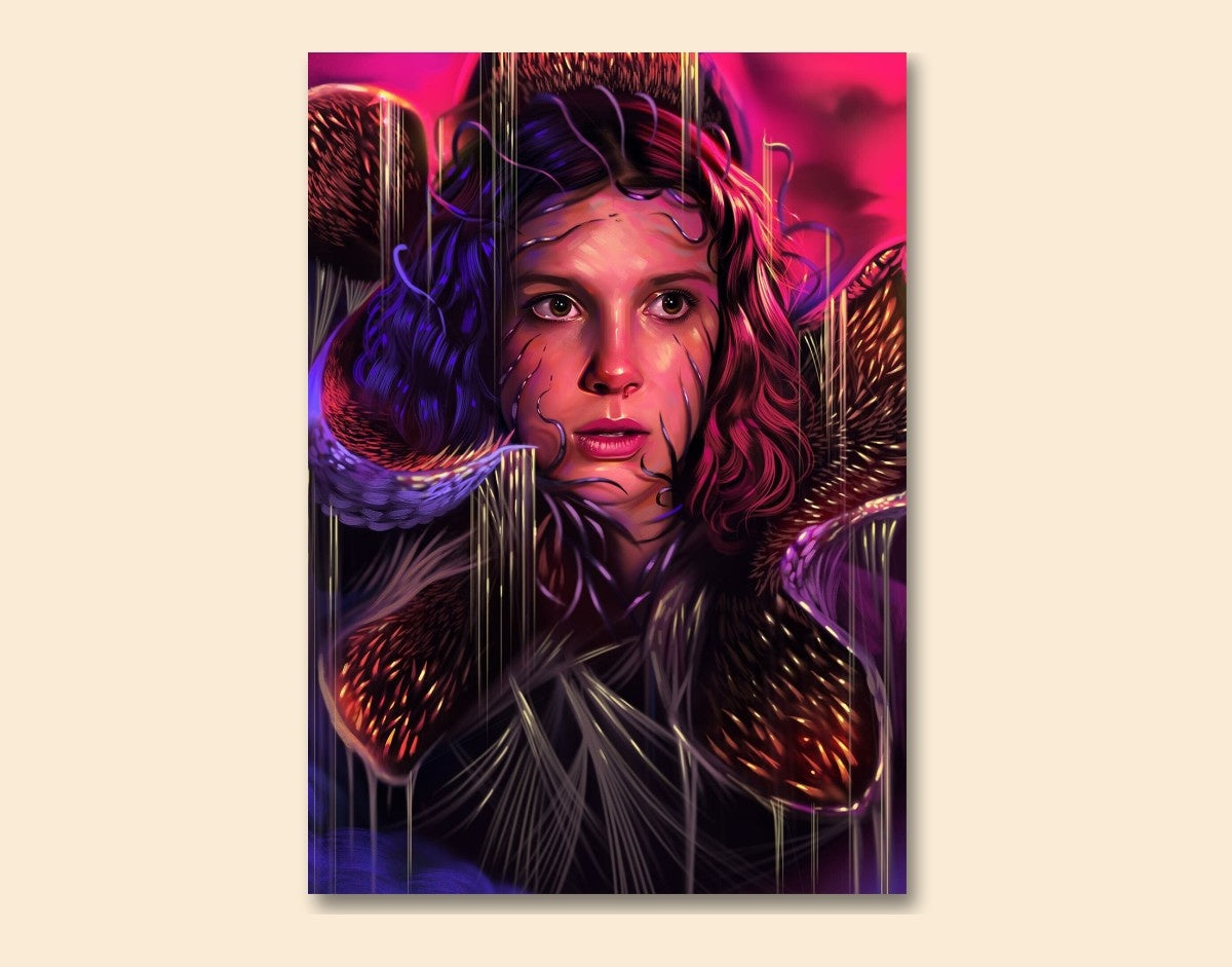 "ELEVEN VS DEMOGORGON" -Shiny & Sturdy Metallic Poster Art That Pops & Sticks