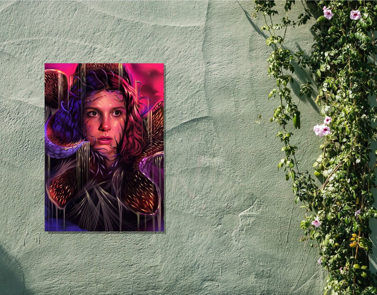 "ELEVEN VS DEMOGORGON" -Shiny & Sturdy Metallic Poster Art That Pops & Sticks