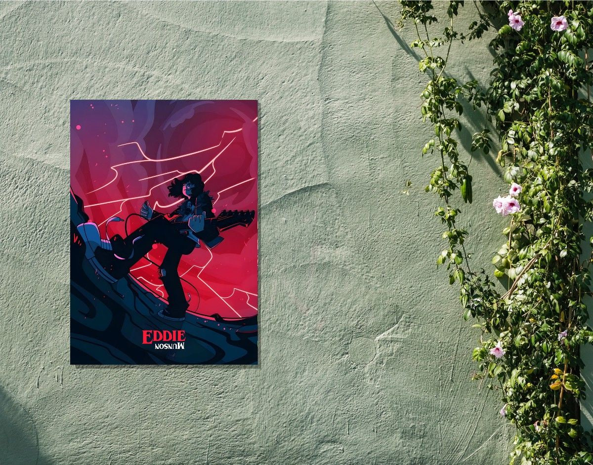 "EDDIE - STRANGER THINGS" -Shiny & Sturdy Metallic Poster Art That Pops & Sticks