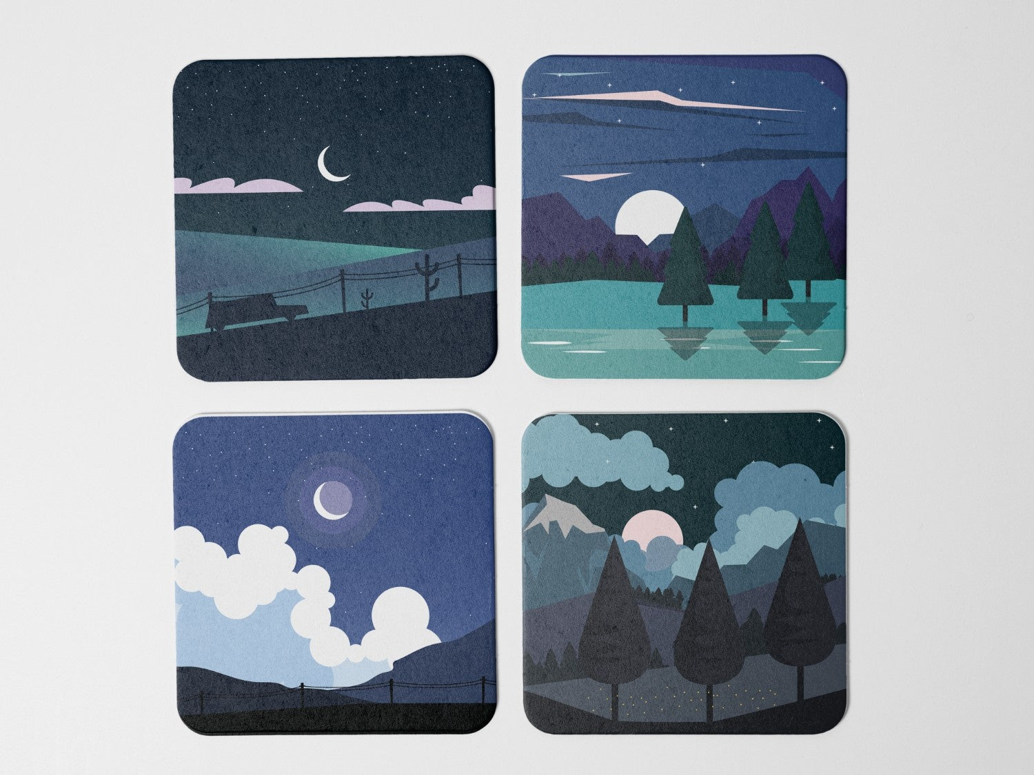 "Night Vibes" Coaster Set of 4