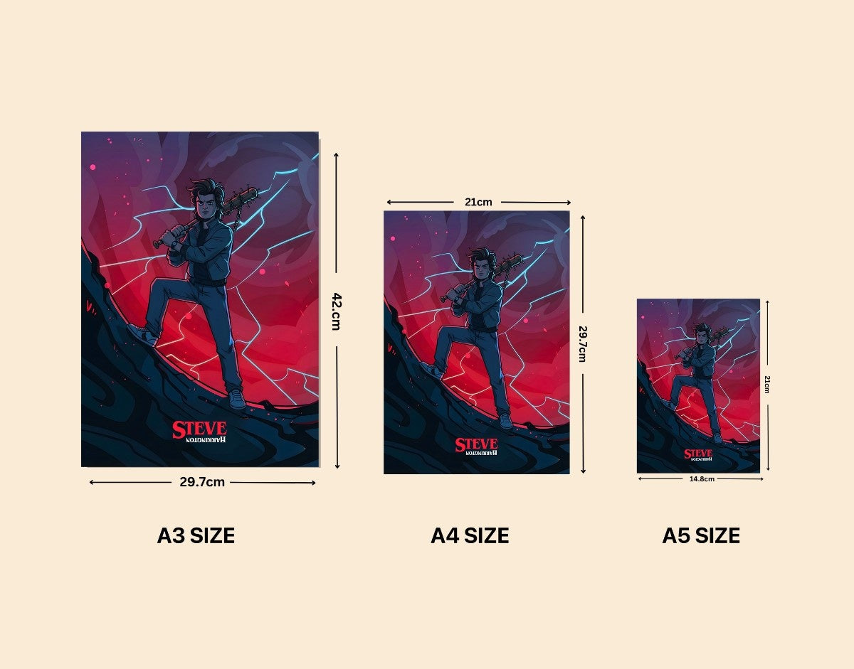 "STEVE - STRANGER THINGS" -Shiny & Sturdy Metallic Poster Art That Pops & Sticks