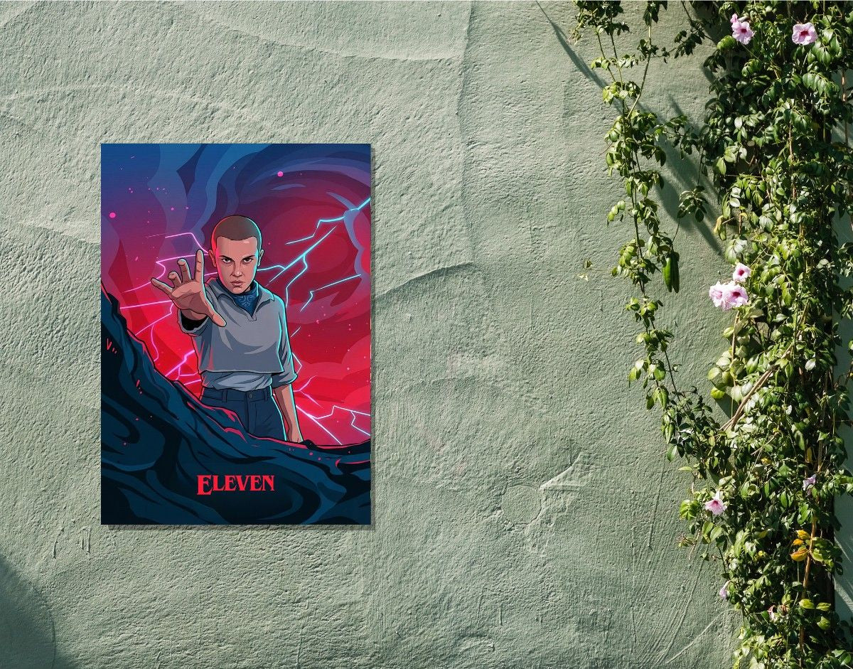 "ELEVEN - STRANGER THINGS" -Shiny & Sturdy Metallic Poster Art That Pops & Sticks