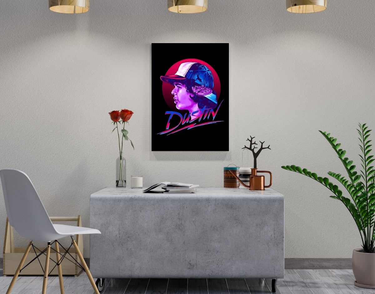 "DUSTIN HENDERSON - STRANGER THINGS" -Shiny & Sturdy Metallic Poster Art That Pops & Sticks