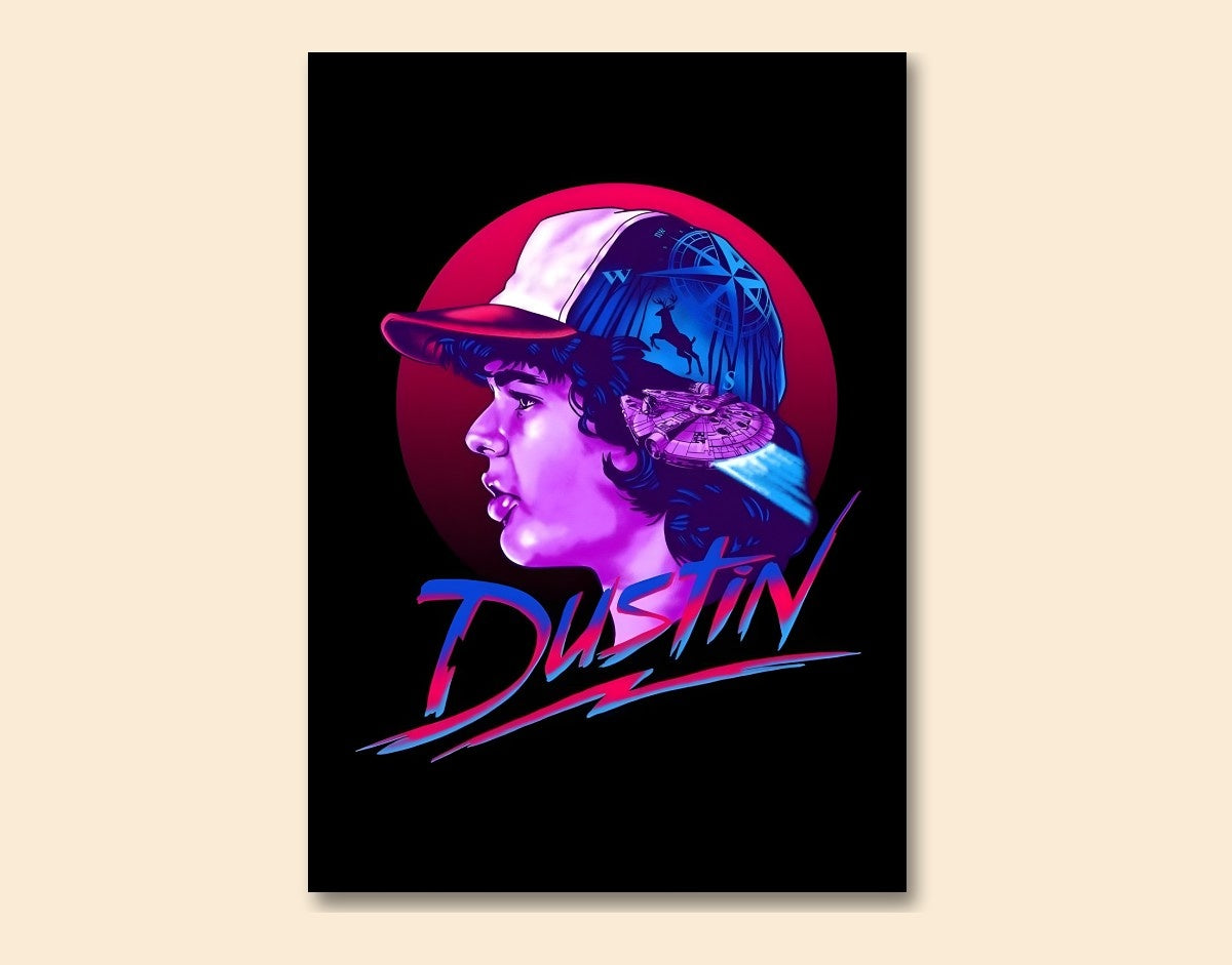 "DUSTIN HENDERSON - STRANGER THINGS" -Shiny & Sturdy Metallic Poster Art That Pops & Sticks